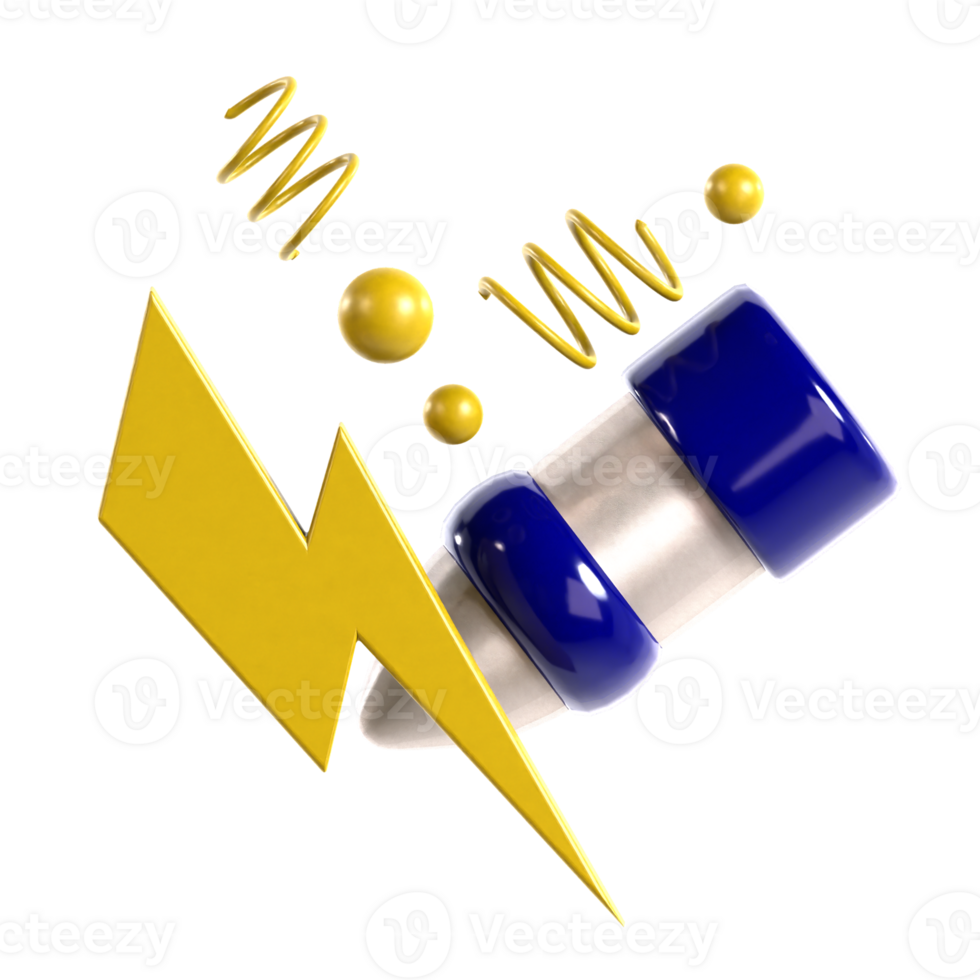 3d icon electric bolt and pencil png