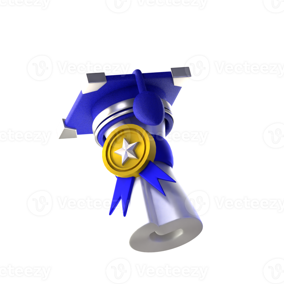 3d icon graduation gown and medal png