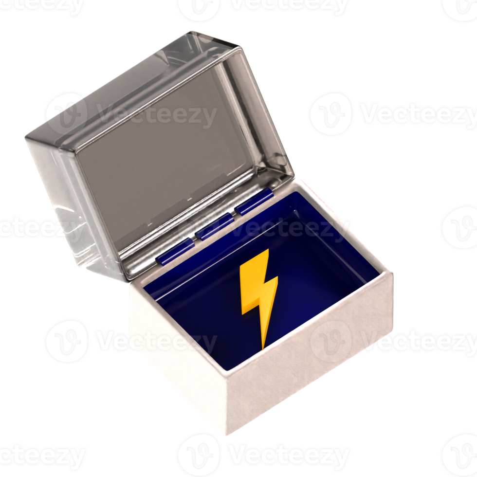 3d icon box with electric bolt png