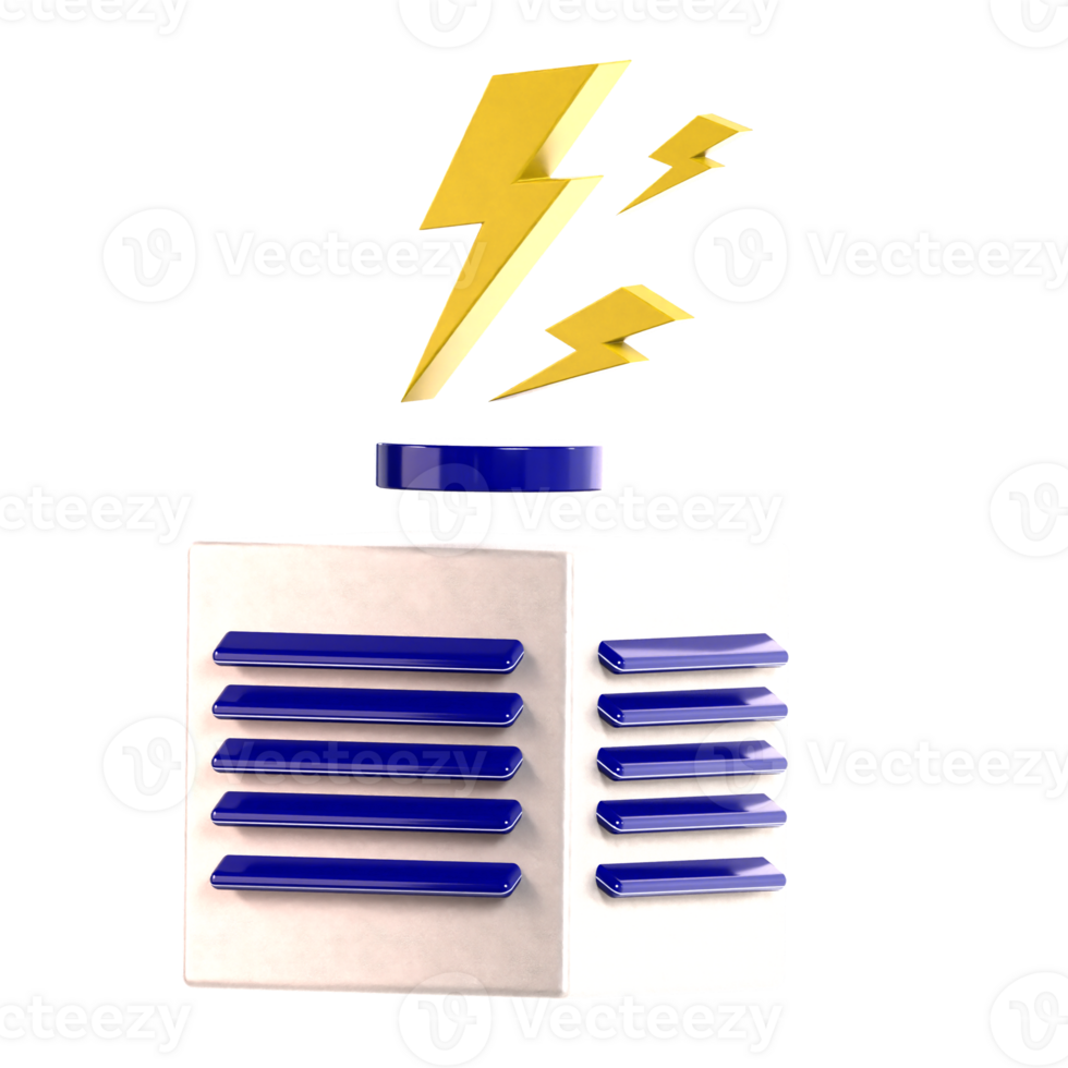 3d icon cube and electric bolt png