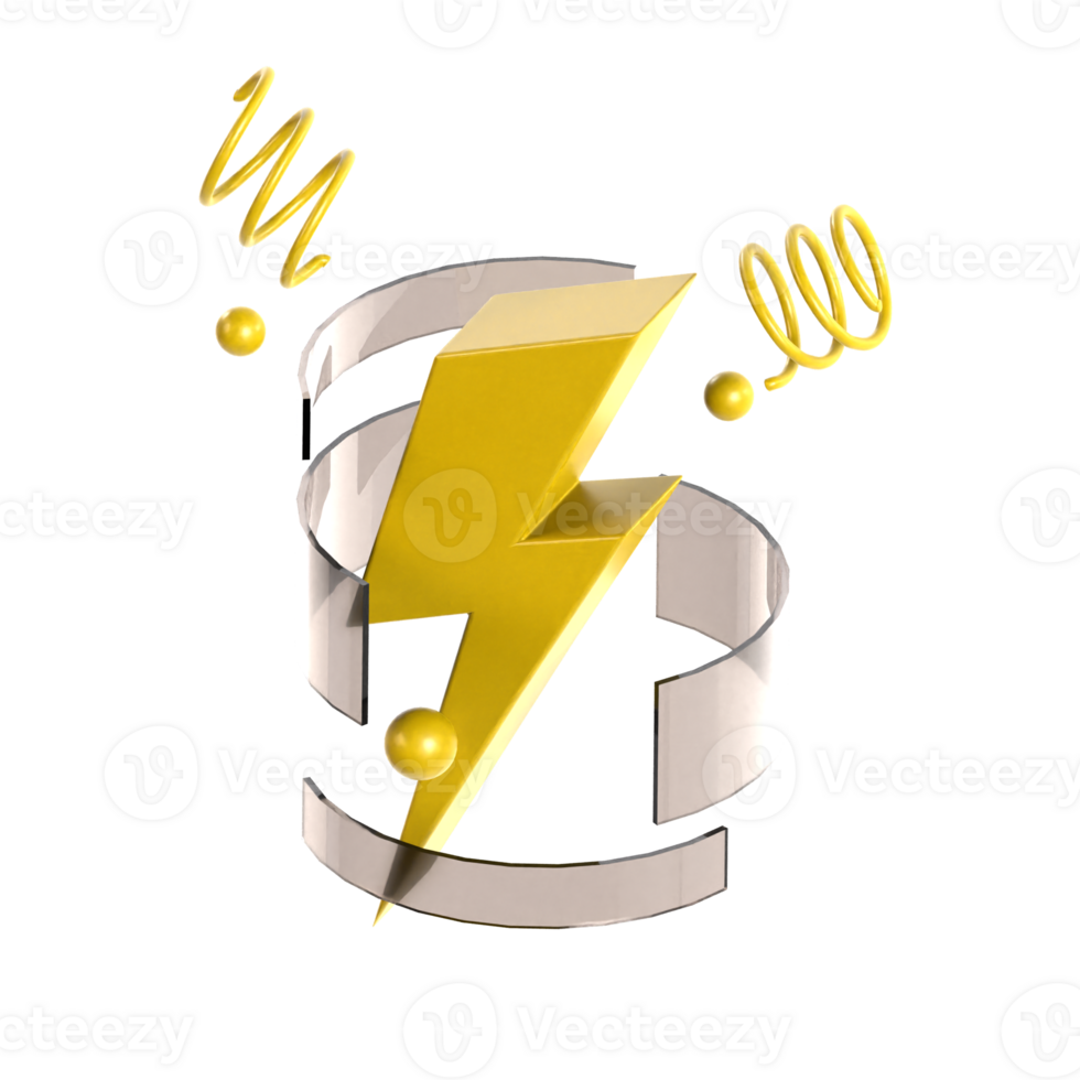 3d icon electric bolt png