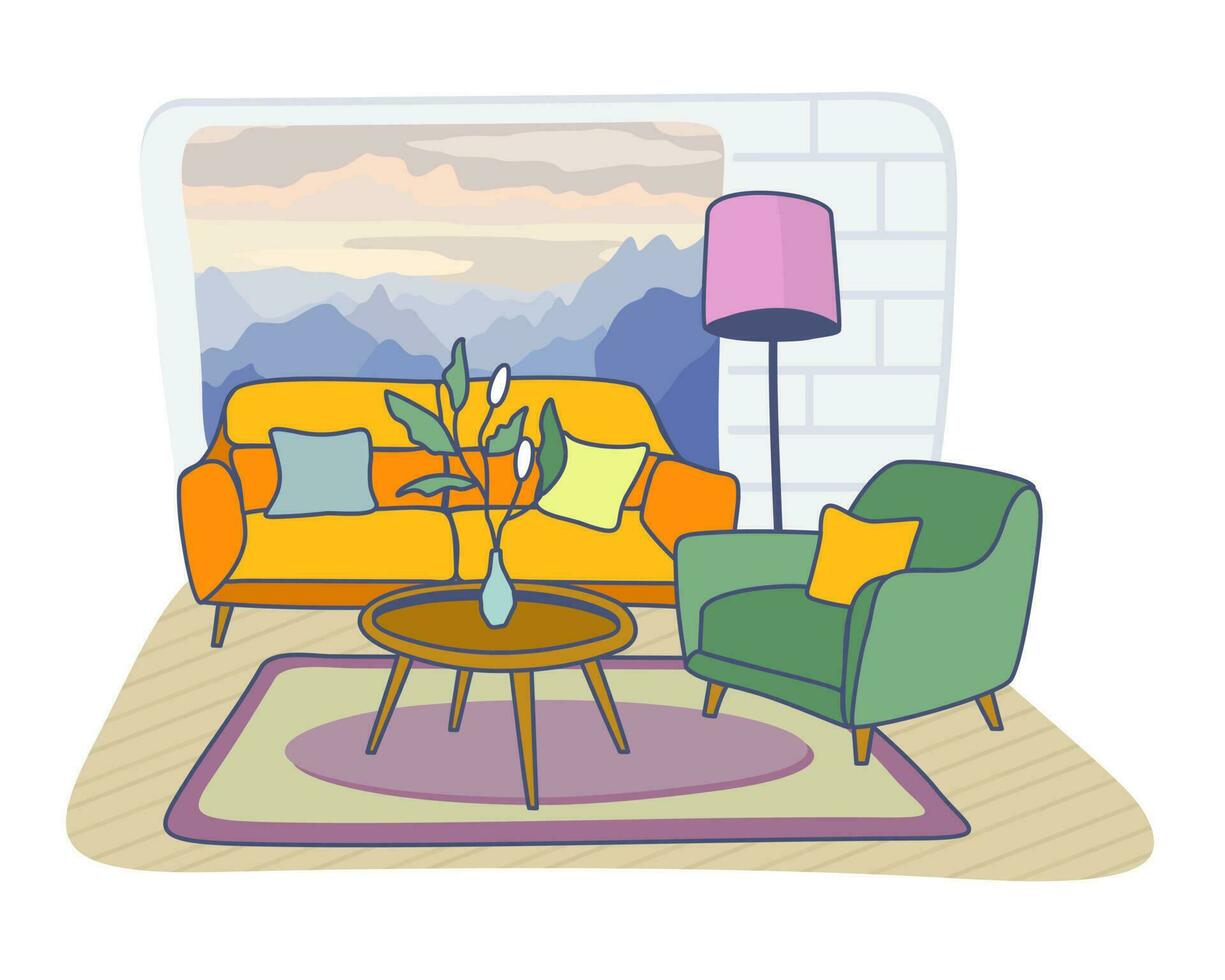 Home interior. Vector isolated illustration.