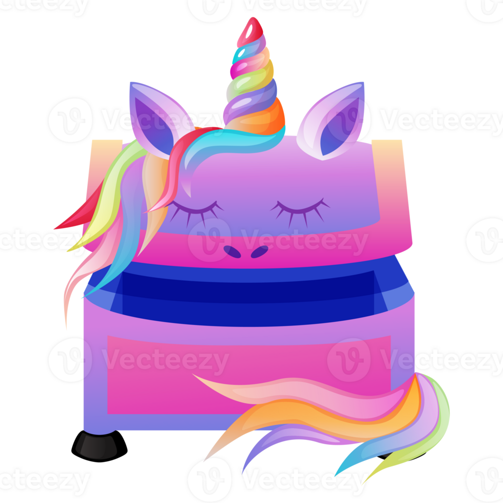 Unicorn chest, empty box, open casket with and horn. Pc game item png