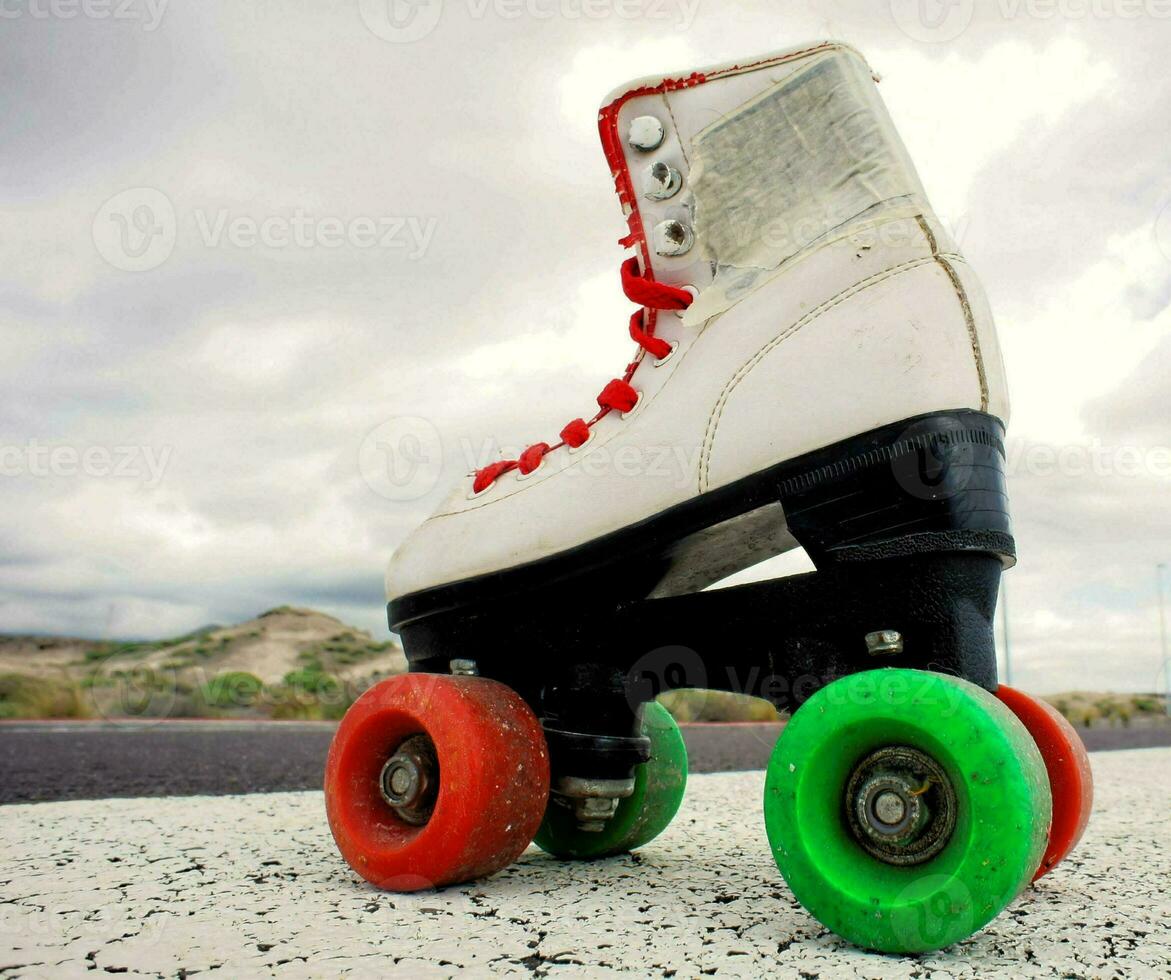 Isolated white rollerskate photo