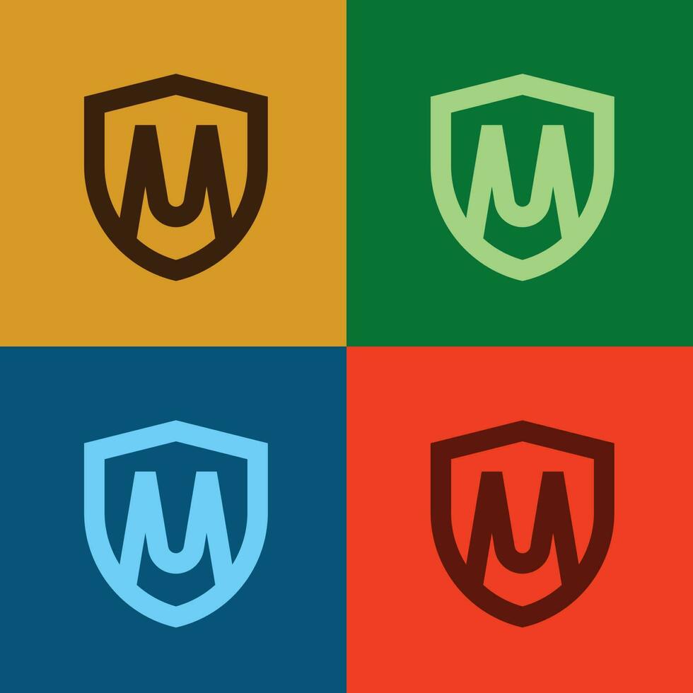 Letter M Shield Logo. Bold And Strong Logo That Featuring Letter M Inside Shield vector