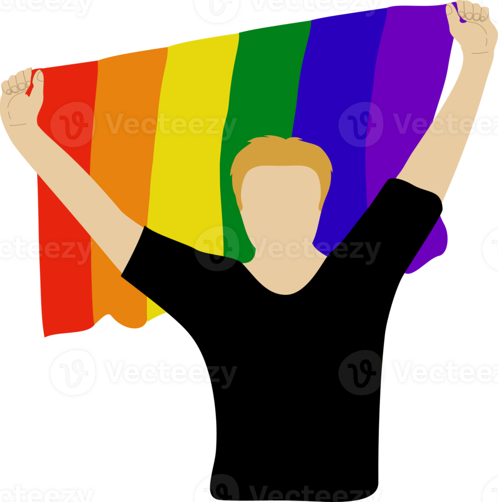 Man holding rainbow shawl png