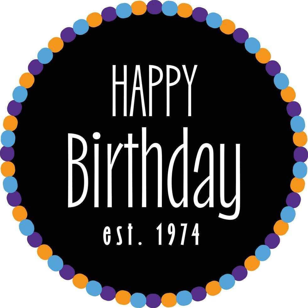 Happy Birthday 1970, 1971, 1972, 1973, 1974, 1975, 1976, 1977, 1978, 1979 vector
