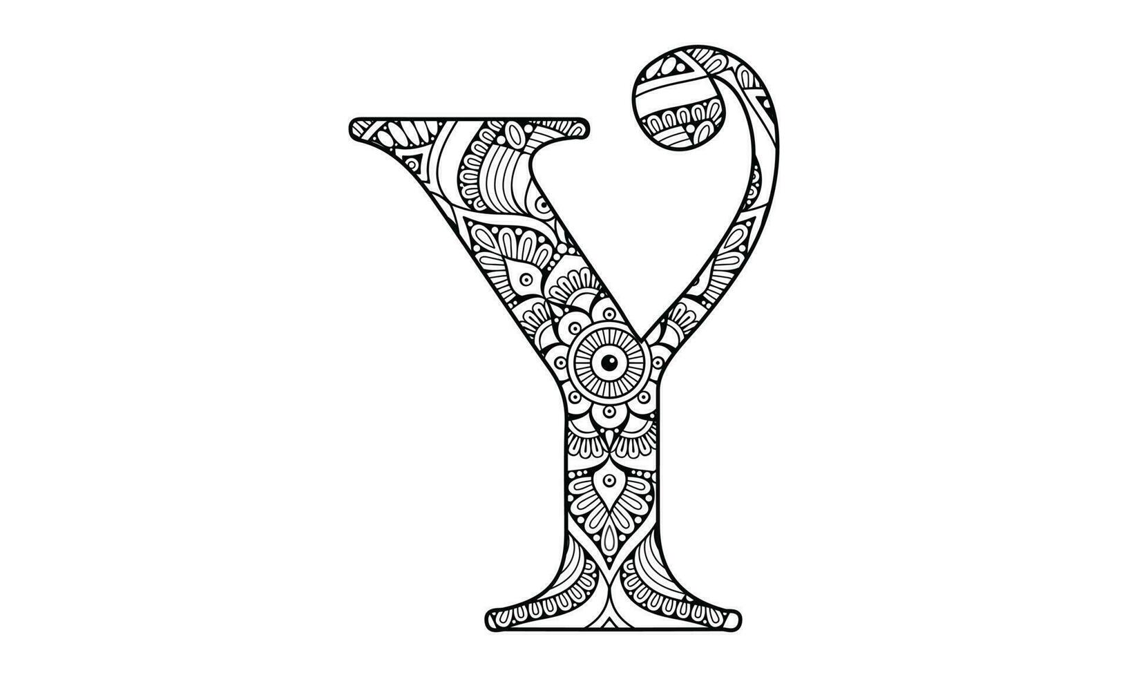 alphabet mandala coloring vector illustration design