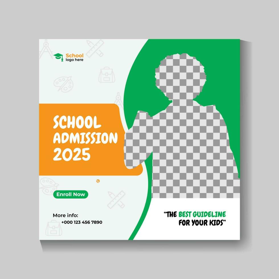 School Admission Social Media Post Template vector