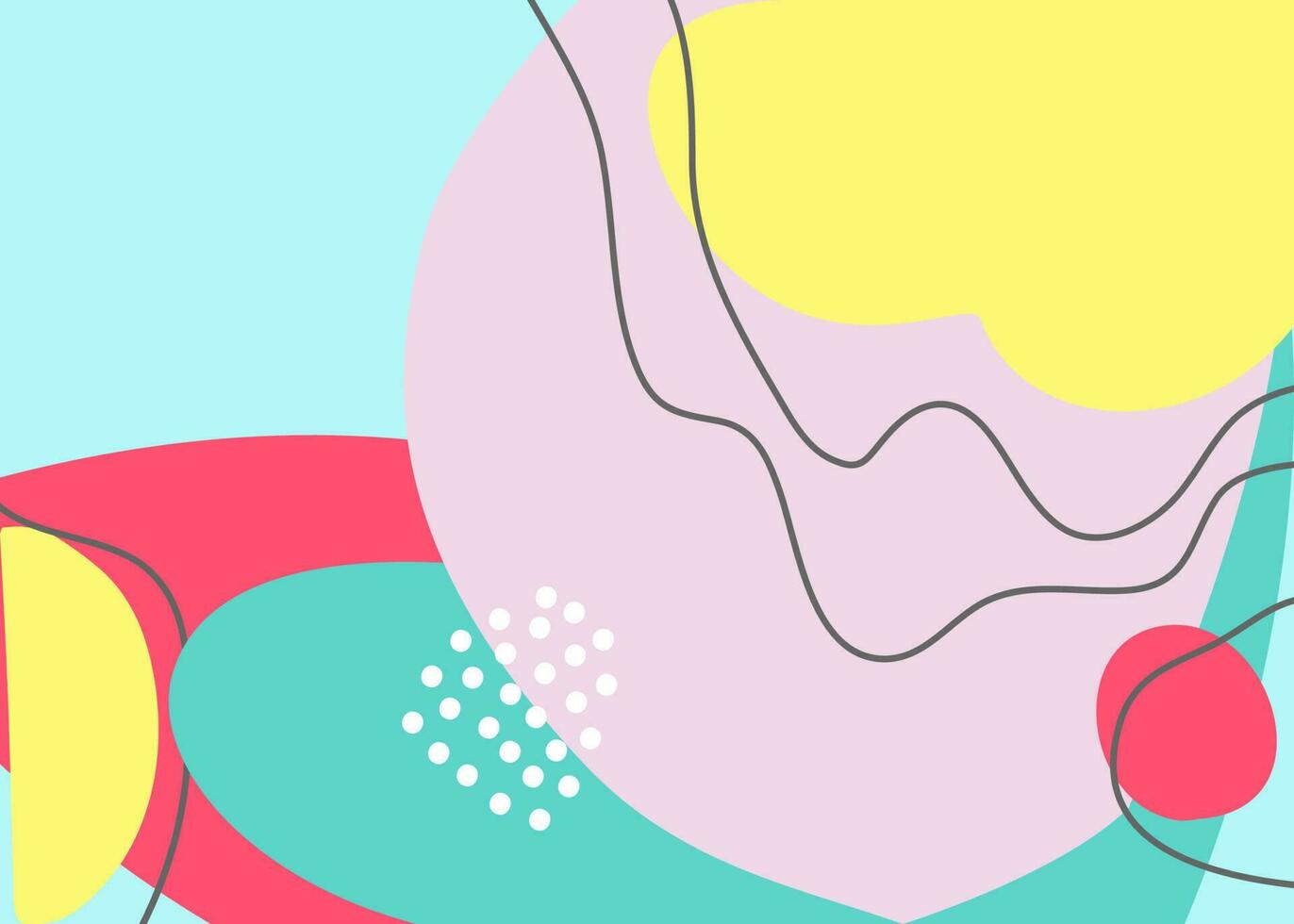 Fun hand drawn colorful shapes, doodle objects and lines, dots collage, modern trendy abstract pattern background for design. Pink yellow blue purple pastel colors vector