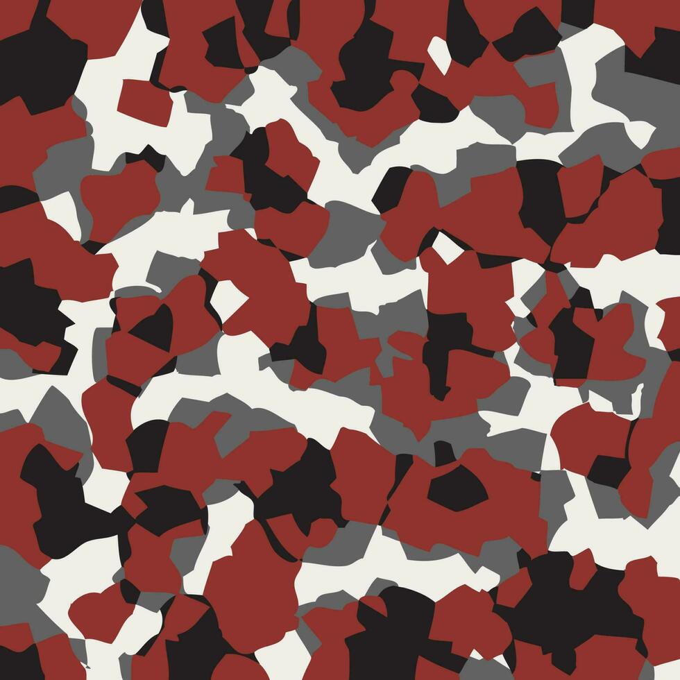 Camouflage abstract background graphic design, camo white red grey black colors pattern seamless vector illustration