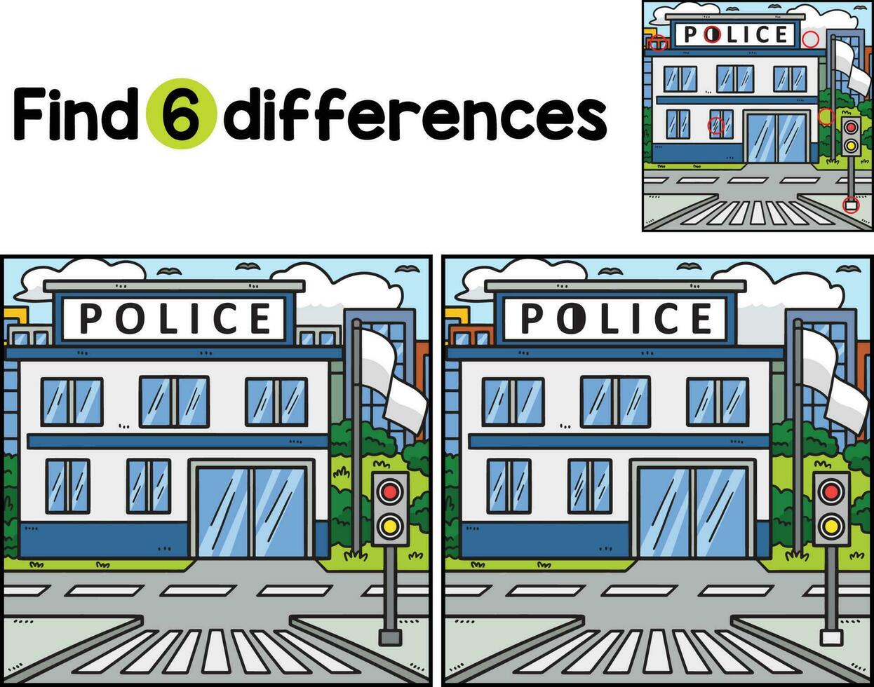 Police Station Find The Differences vector