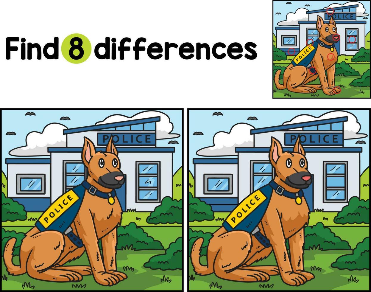 Police Dog Find The Differences vector