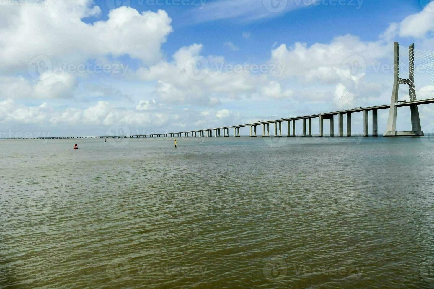View with bridge by the sea photo