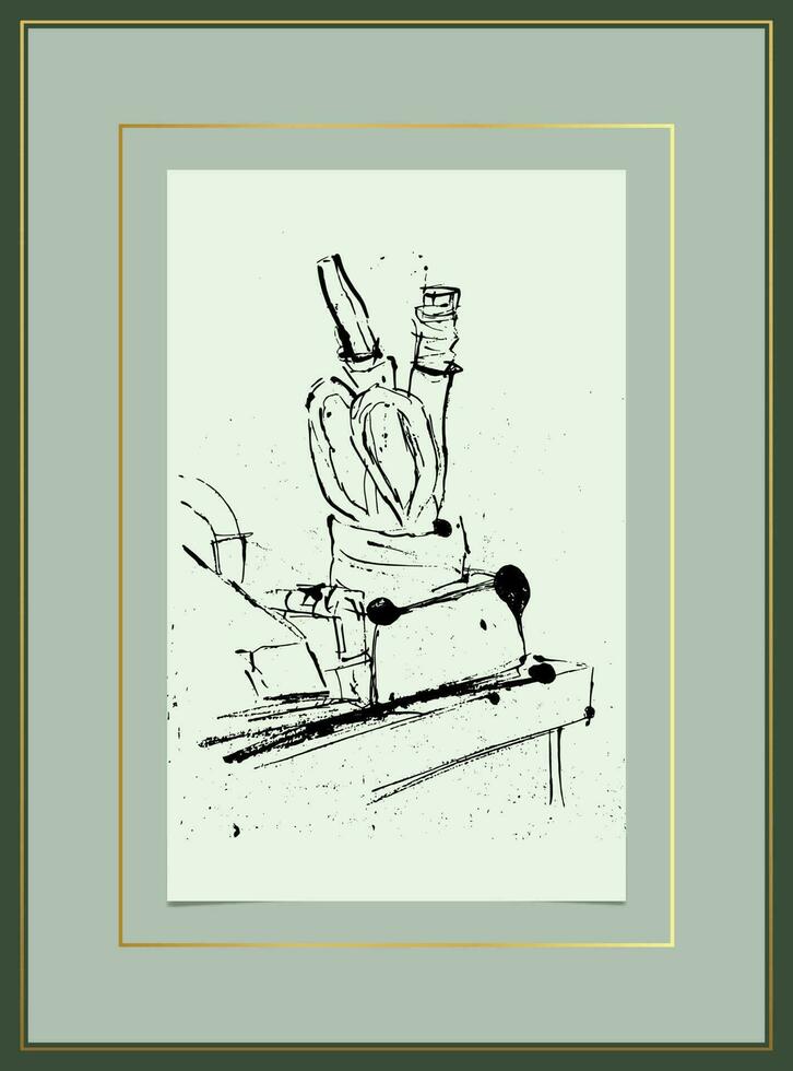 hand paint ink sketching still life vector