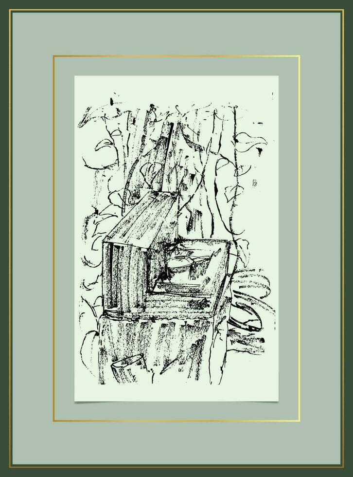 hand paint ink sketching still life vector