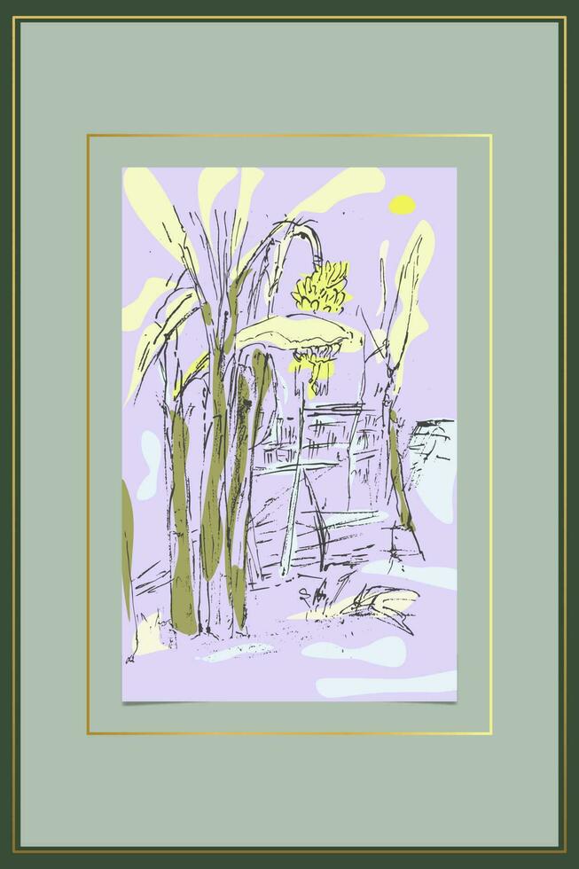 hand paint ink sketching still life vector