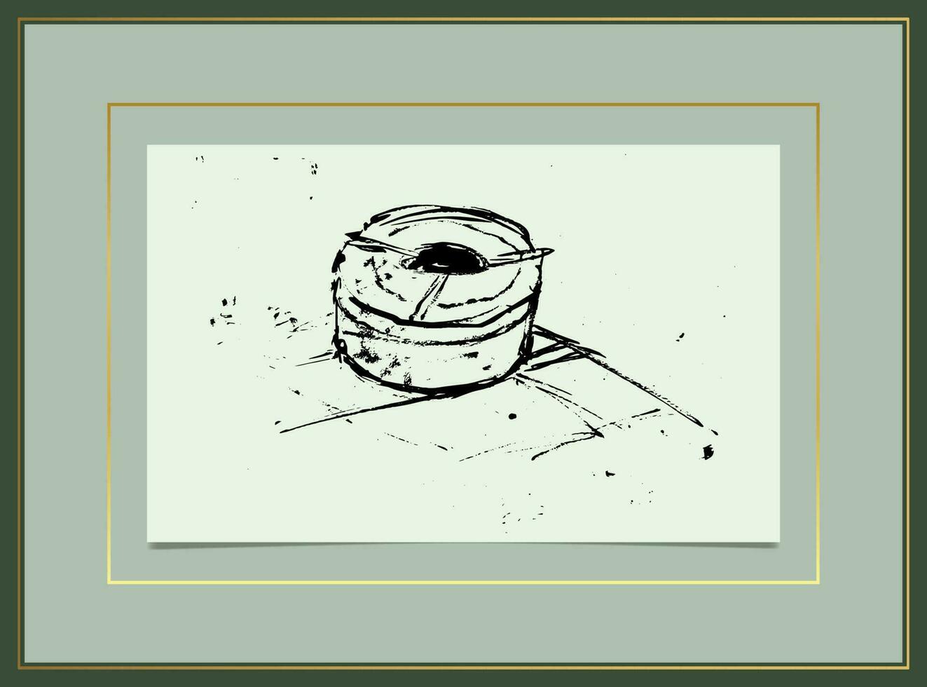 hand paint ink sketching still life vector