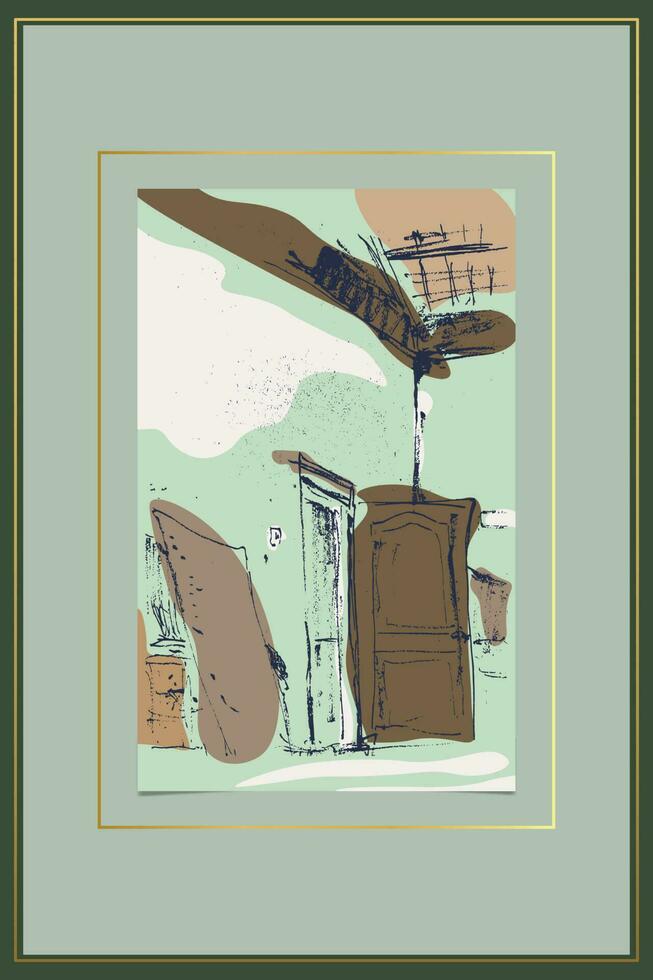 hand paint ink sketching still life vector
