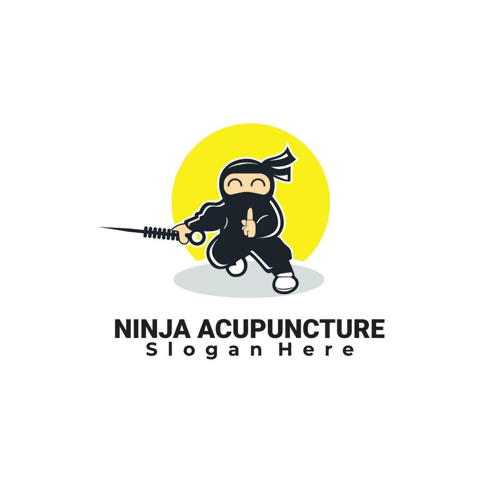 Ninja Needles Acupuncture Logo Design Inspiration vector