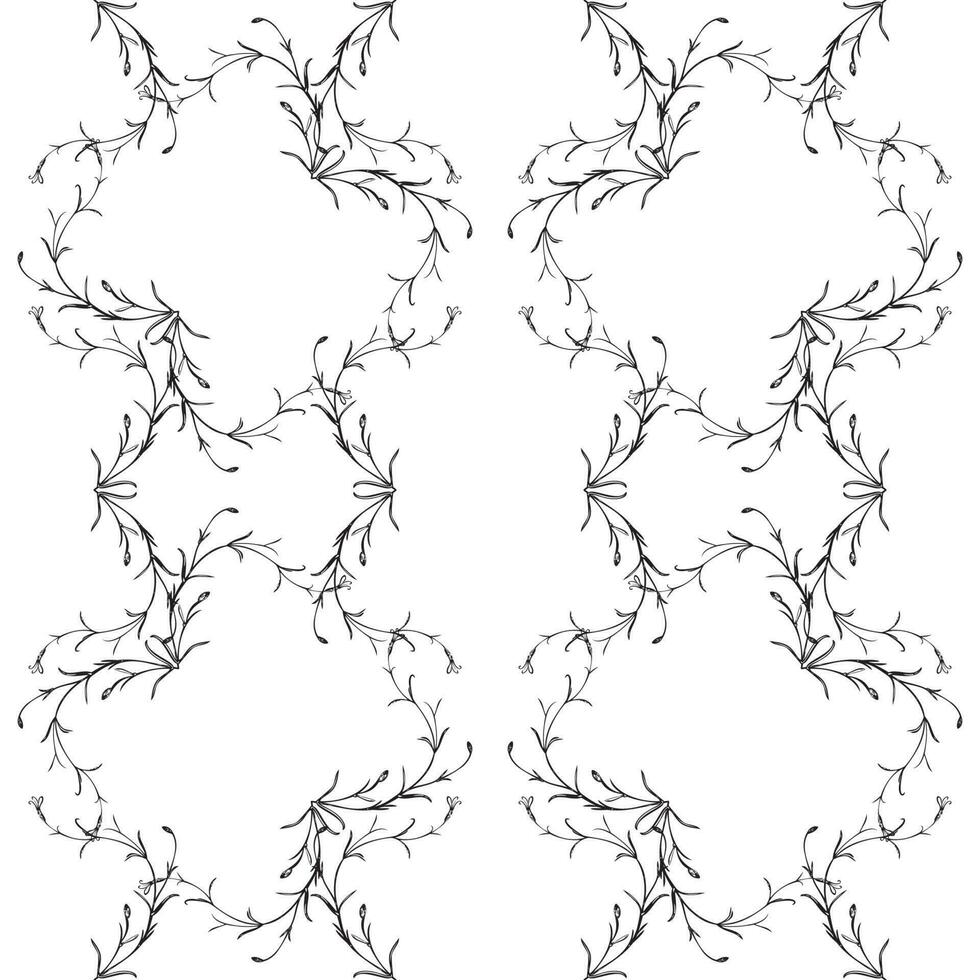 Botanical hand drawn floral plant seamless pattern. Spring vintage abstract background. Creative doodle style. Graphic design wallpaper, packaging, wedding invitation, banner Vector illustration