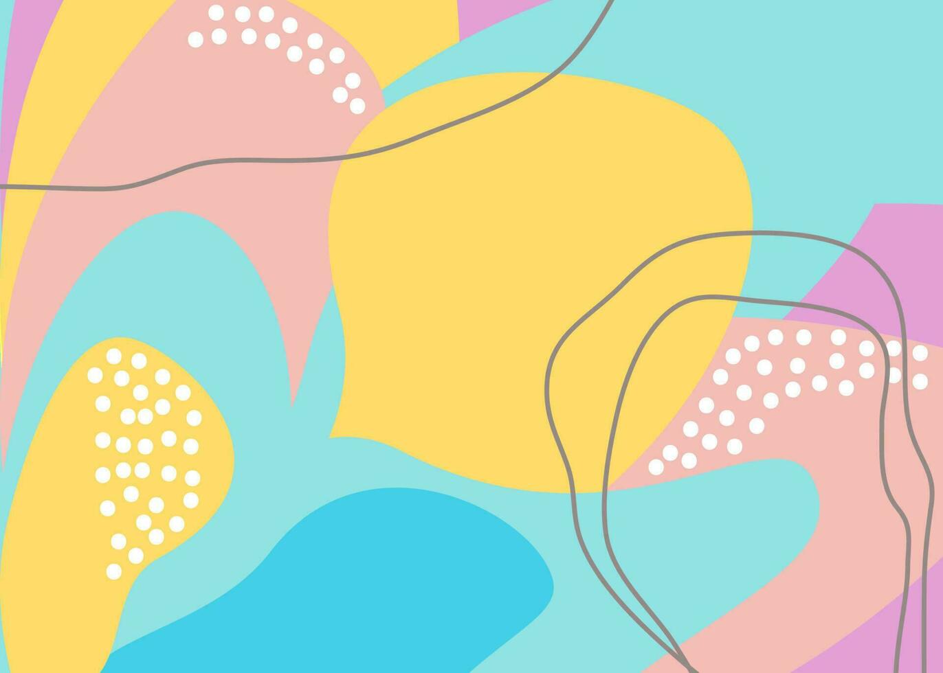 Fun hand drawn colorful shapes, doodle objects and lines, dots collage, modern trendy abstract pattern background for design. Pink yellow blue purple pastel colors vector