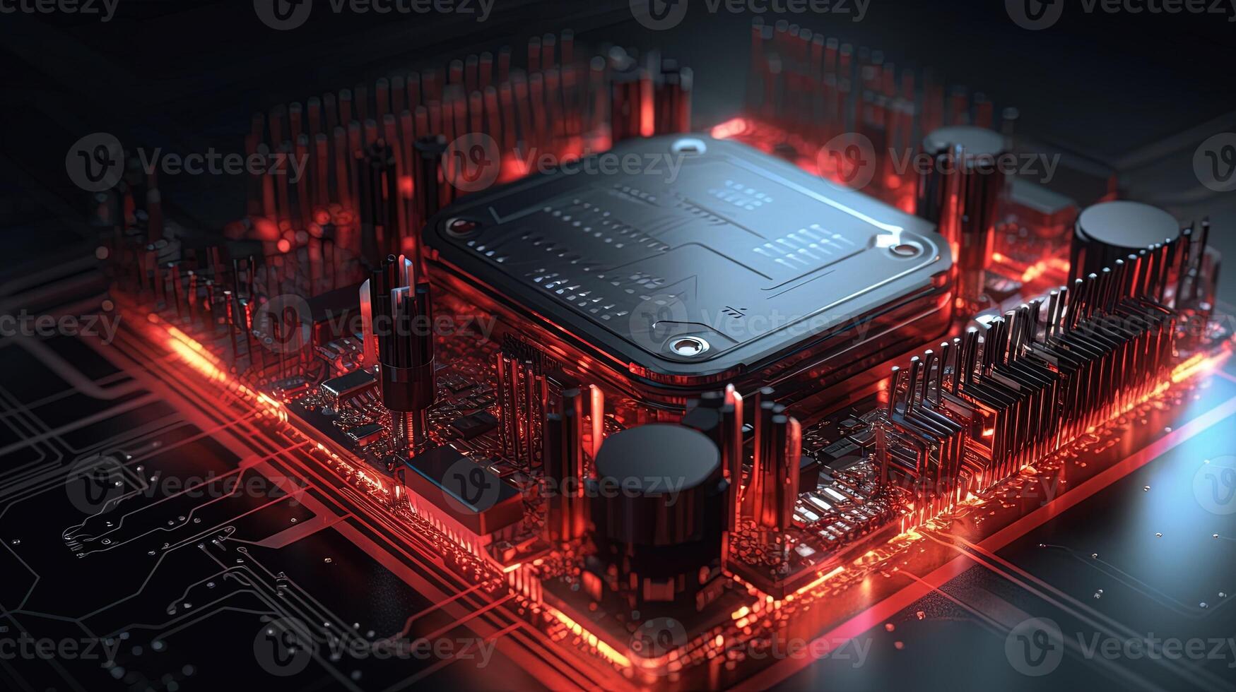 3d rendering of abstract technology concept background. Futuristic circuit board. photo