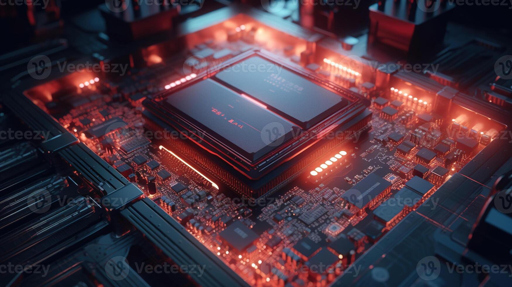 3d rendering of abstract technology concept background. Futuristic circuit board. photo