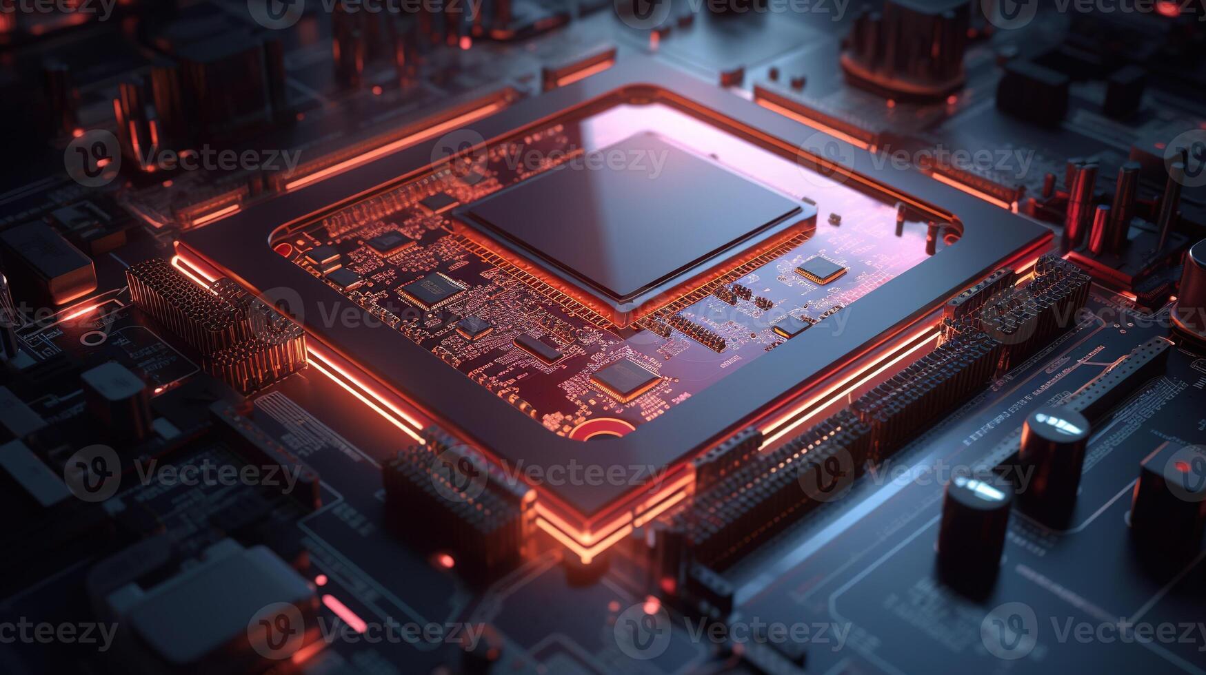 3d rendering of abstract technology concept background. Futuristic circuit board. photo