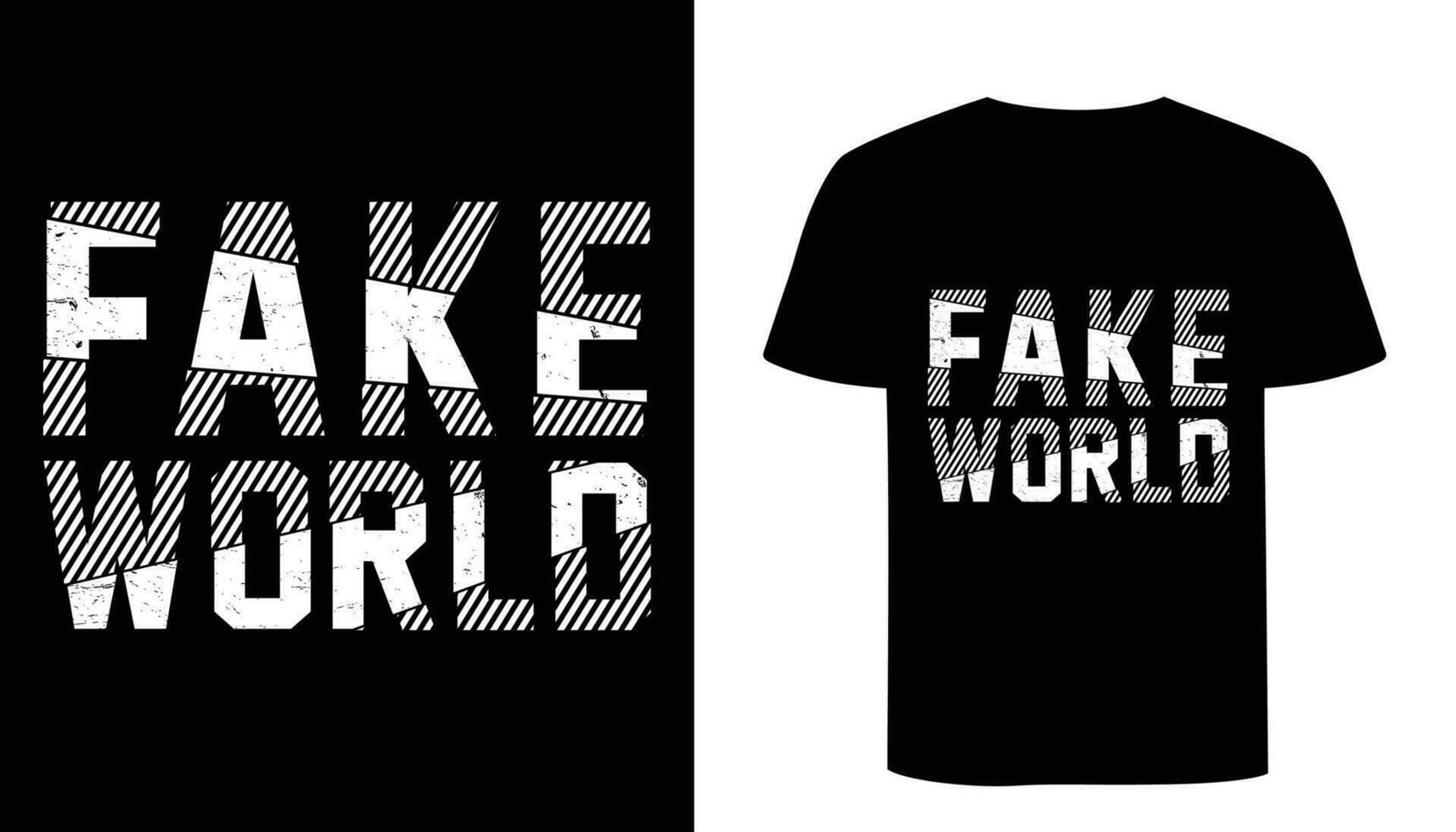 Fake World Typography t shirt design. Line pattern lettering typography t shirt vector. Creative text effects. vector