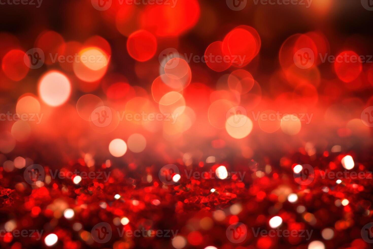 Abstract Christmas background with bokeh defocused lights and red color. photo