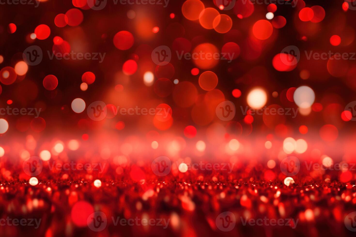 Abstract Christmas background with bokeh defocused lights and red color. photo