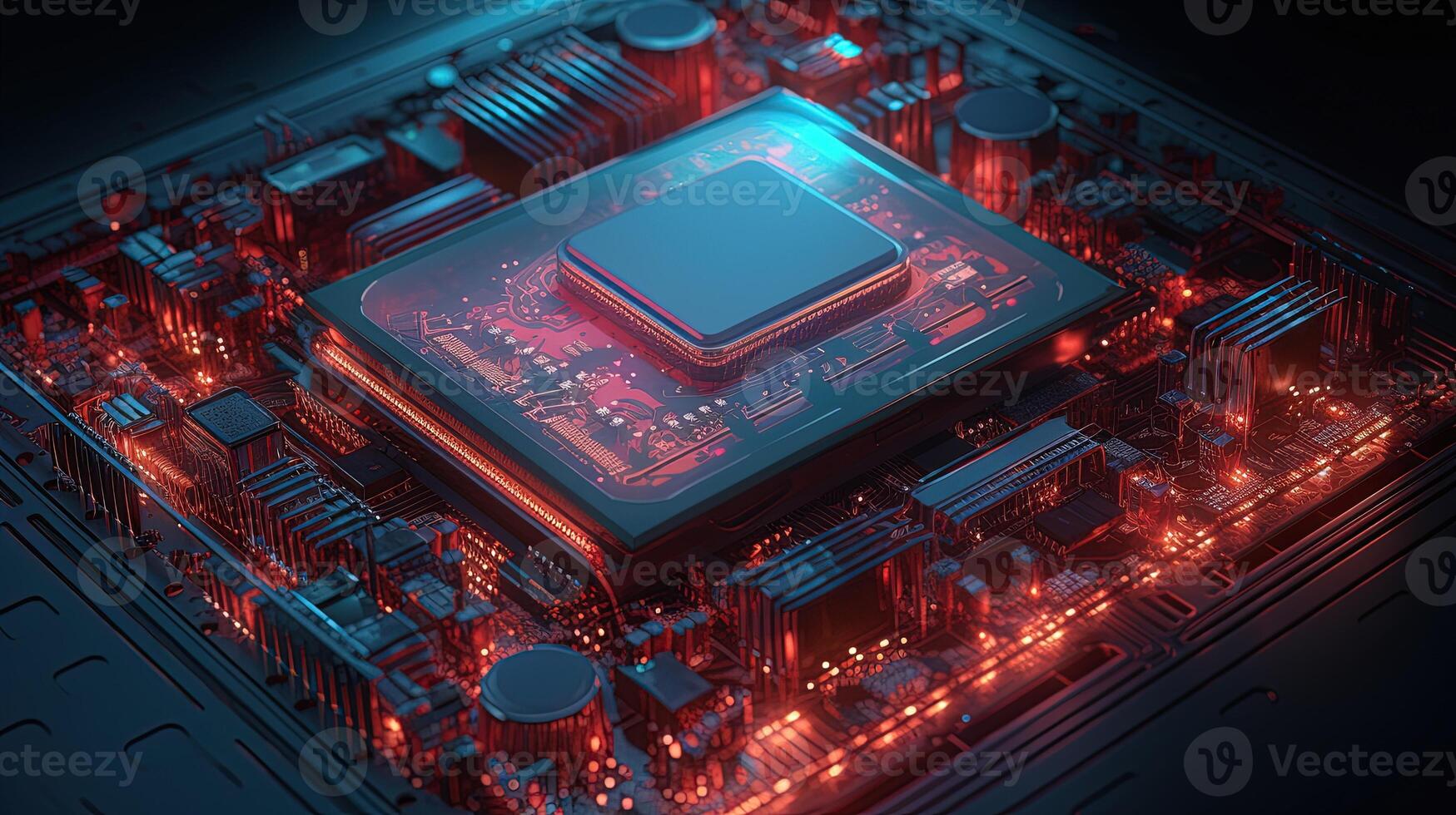 3d rendering of abstract technology concept background. Futuristic circuit board. photo