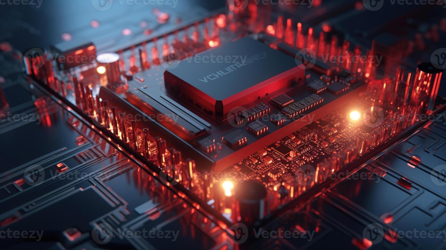 3d rendering of abstract technology concept background. Futuristic circuit board. photo