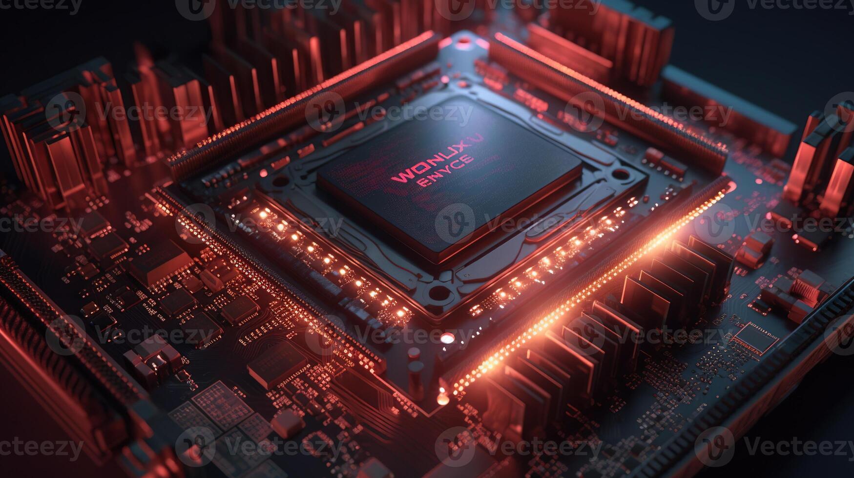 3d rendering of abstract technology concept background. Futuristic circuit board. photo