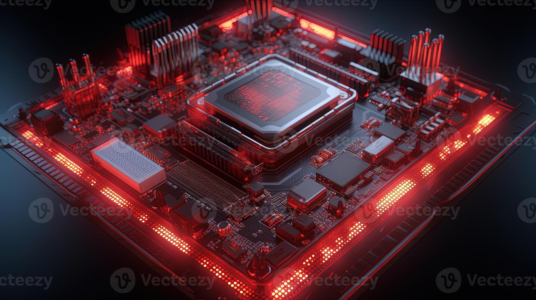3d rendering of abstract technology concept background. Futuristic circuit board. photo