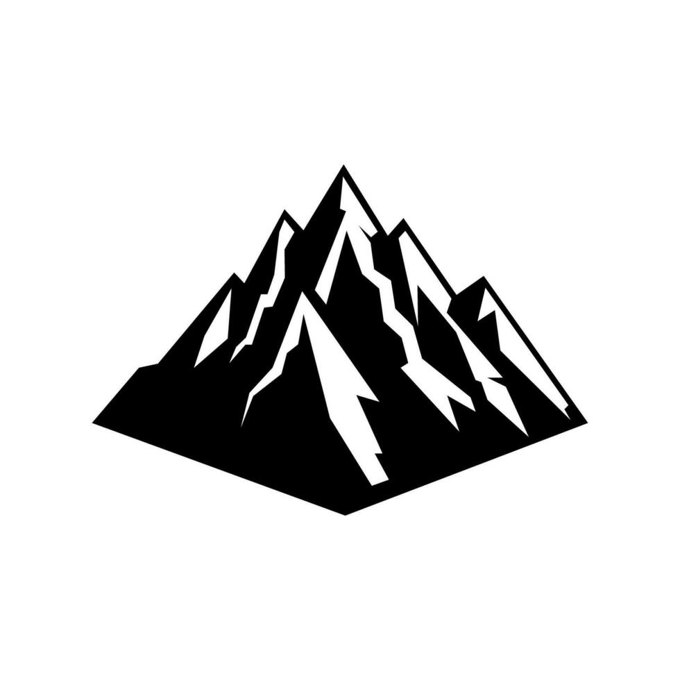 montaña logo vector negro y blanco silueta plano diseño ilustración