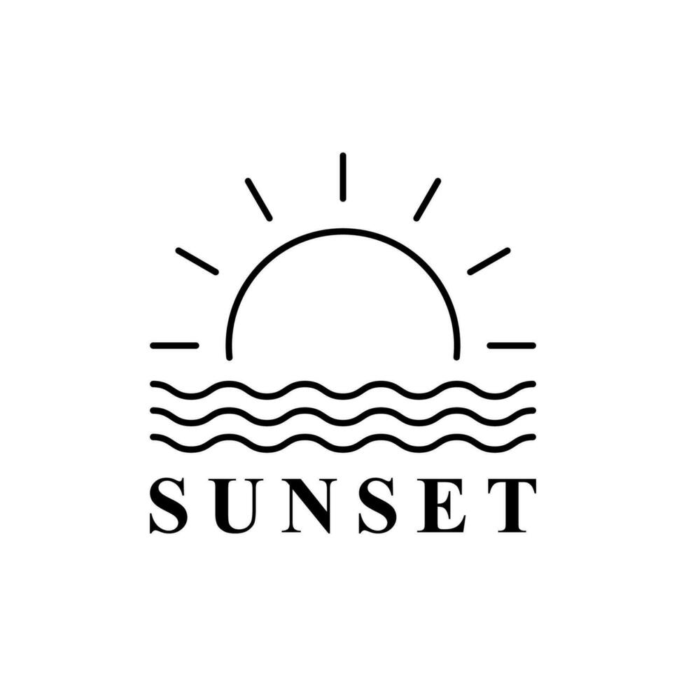 vector design of sunset style line art sunshine isolated white background