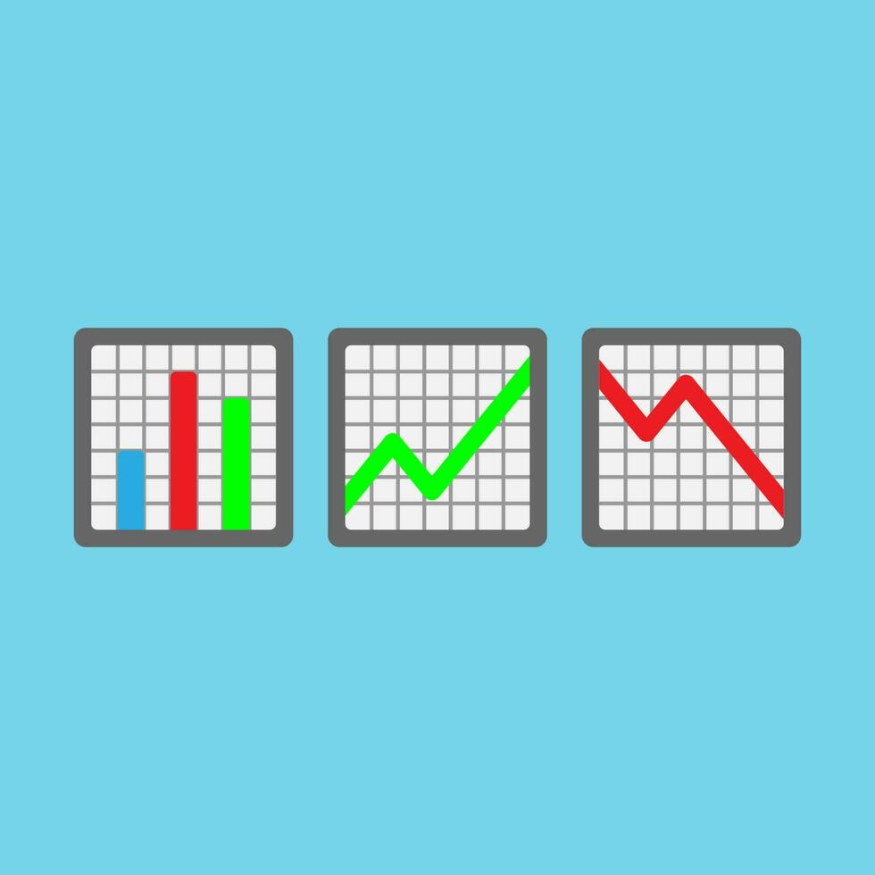 charts icon vector flat design illustration, up, down and bars diagrams