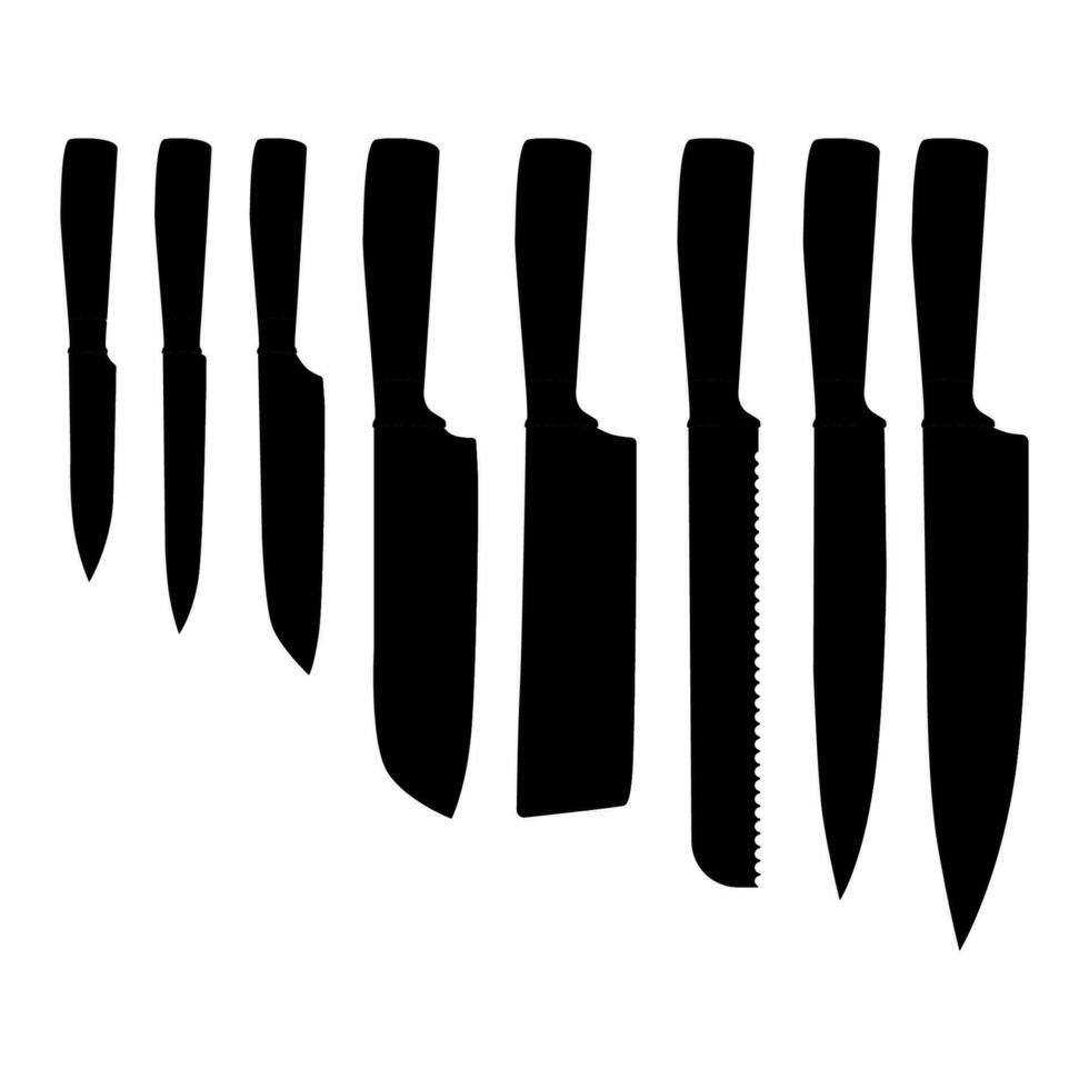 cuchillo silueta icono conjunto vector plano diseño ilustración