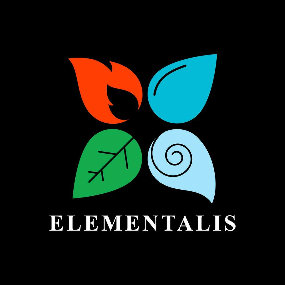 elementalis logo icono vector ilustración. cuatro elementos simbolos icono silueta ilustración vector aislado negro antecedentes