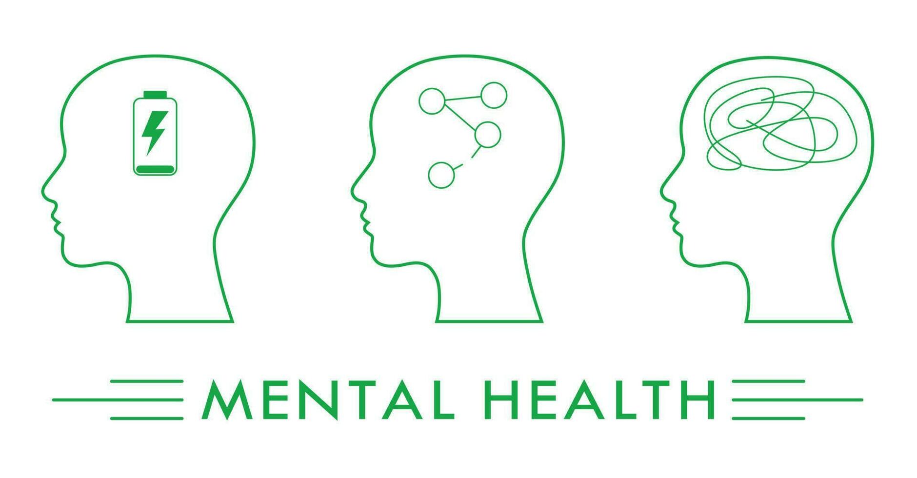 Set Of Mental Health Icons With A Head vector