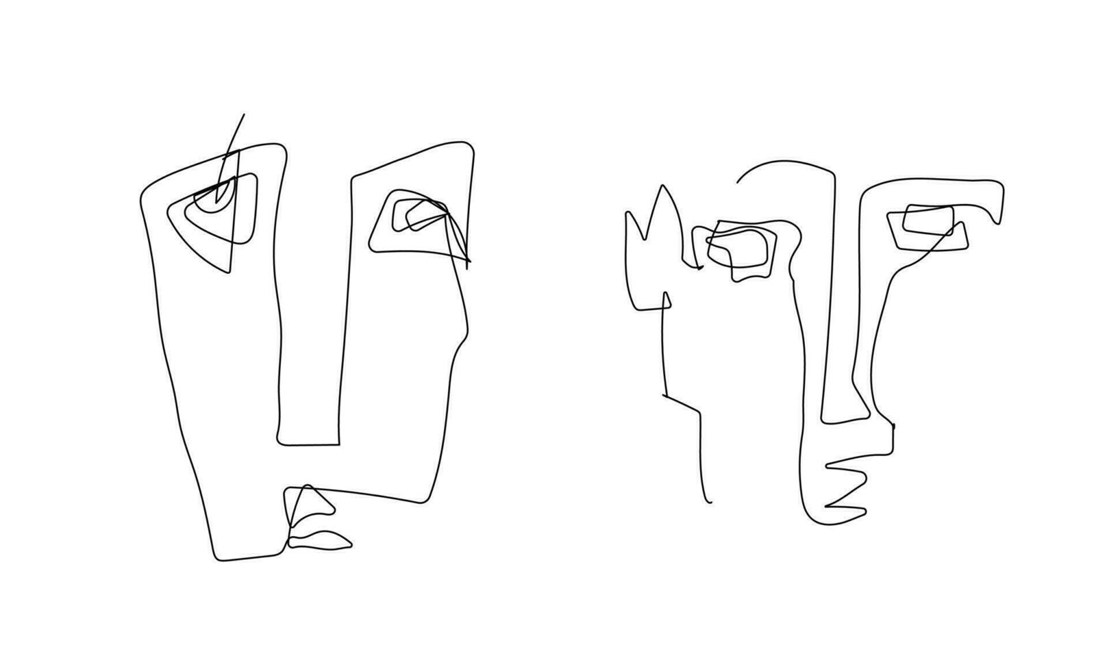 continuous line drawing an abstract face. Portrait minimalistic style