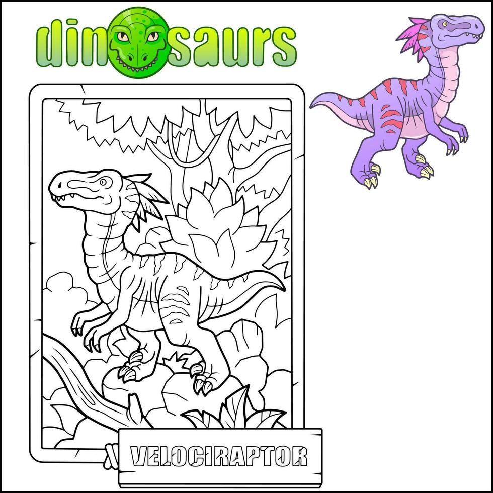 prehistórico dinosaurio velociraptor, ilustración diseño vector