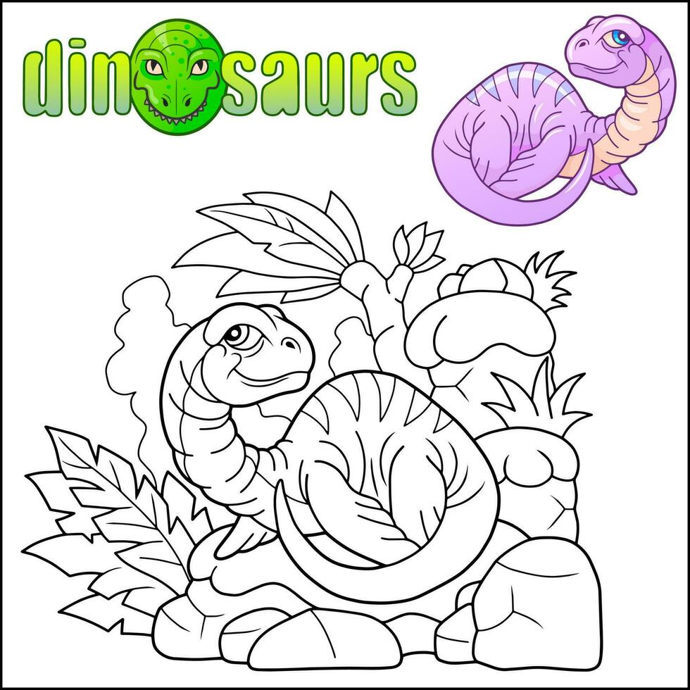 prehistórico dibujos animados dinosaurio colorante libro vector