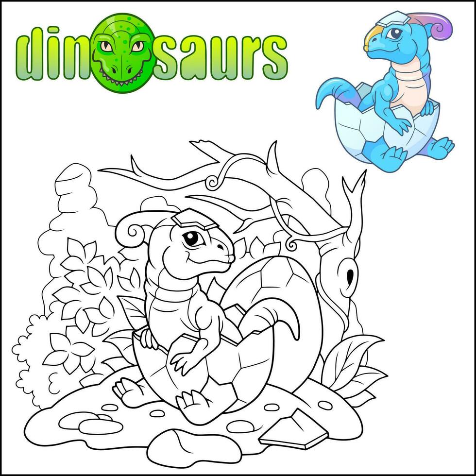 prehistórico dibujos animados dinosaurio colorante libro vector