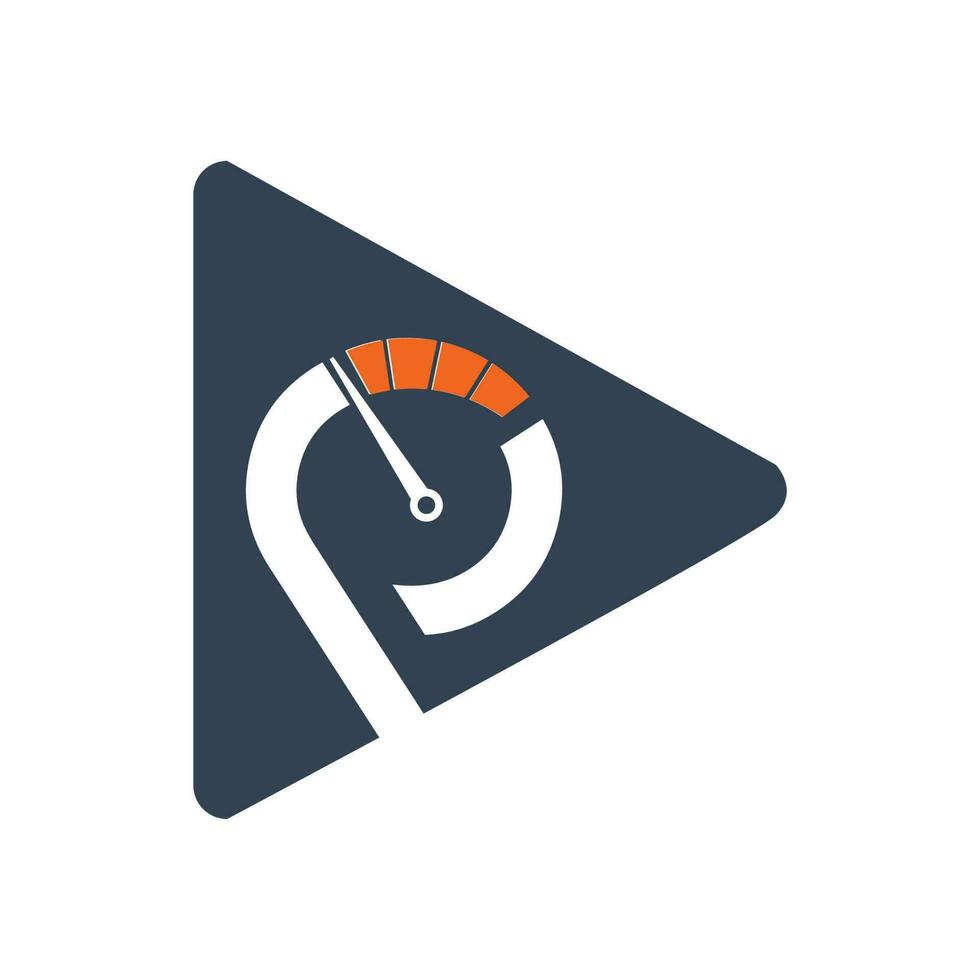 P speedometer playlist logo and vector icon