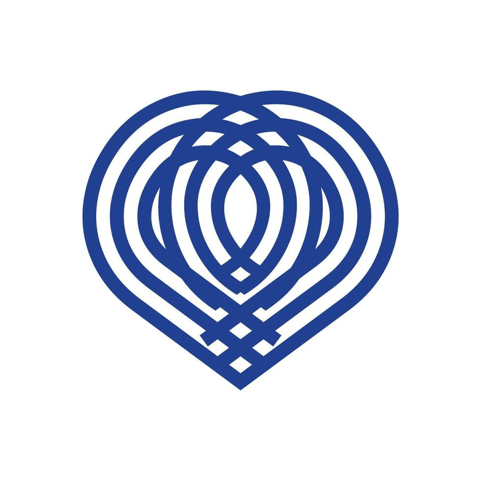 pq, pp initial geometric line art love shape logo and vector icon