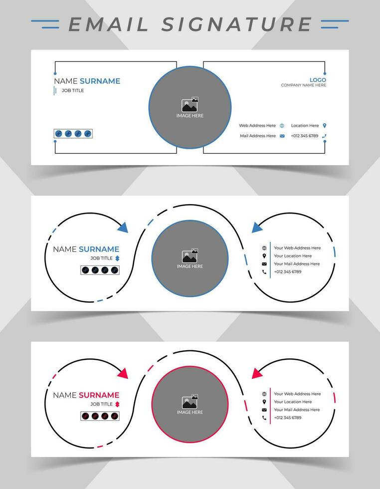 Email signature template design for any business. Professional corporate email signature vector design layout in minimal style.