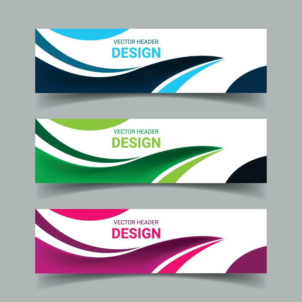 Set of colorful vector abstract baners and Web banner design background or header Templates and creative modern flat material design style. Blue, green and red colors